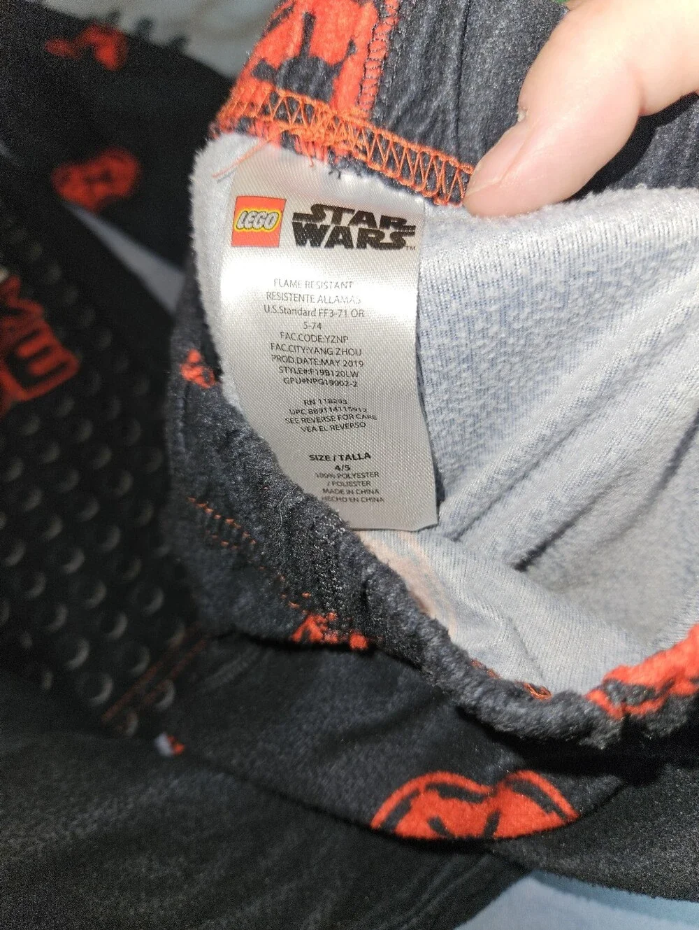 Lego Star Wars Black & Red Fleece Hoodie Size 4/5